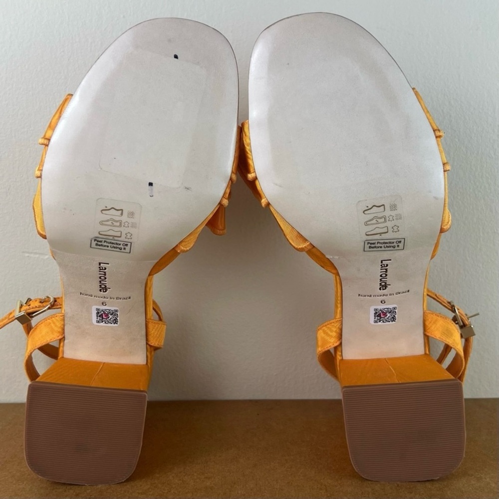 NEW LARROUDE ORANGE RUFFLE SANDALS - Picture 13 of 14